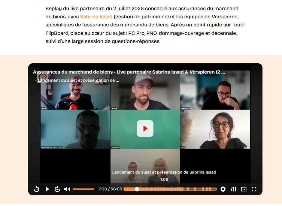 Replay du live sur l'assurance du marchand de biens avec Sabrina Issad (IFB France)