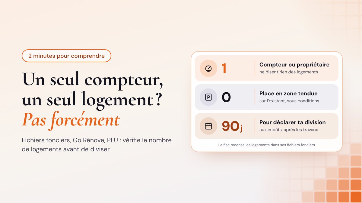 Un seul compteur, un seul logement ? Pas forcément : le fisc recense les logements dans ses fichiers fonciers, ce qui pèse sur le stationnement et la division